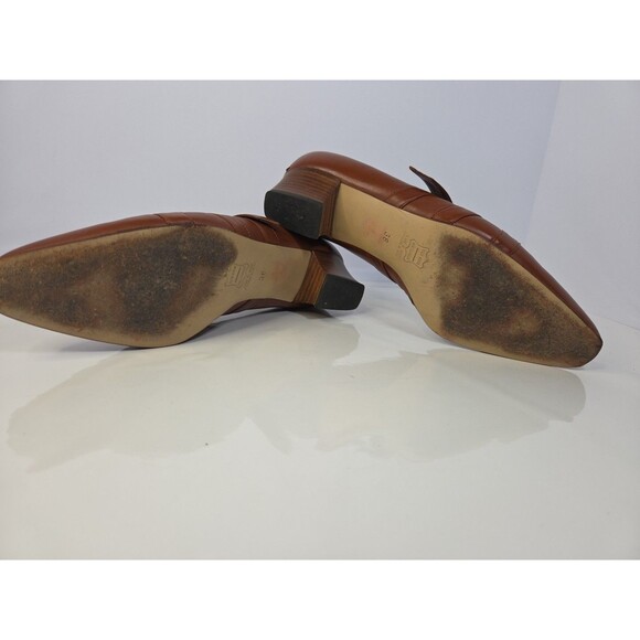 Fragiacomo Shoes Wmn 38 Cognac Leather Mary Jane Academia Librarian Granny - Picture 9 of 12